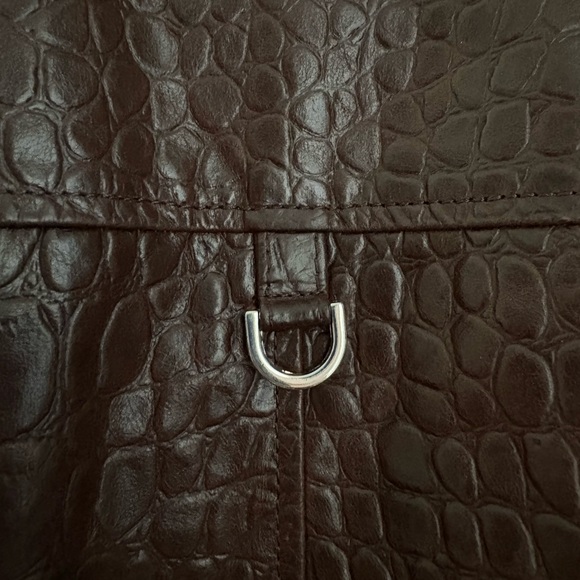 Saks Potts Dark Brown Croc-Embossed Jacket - Picture 3 of 7